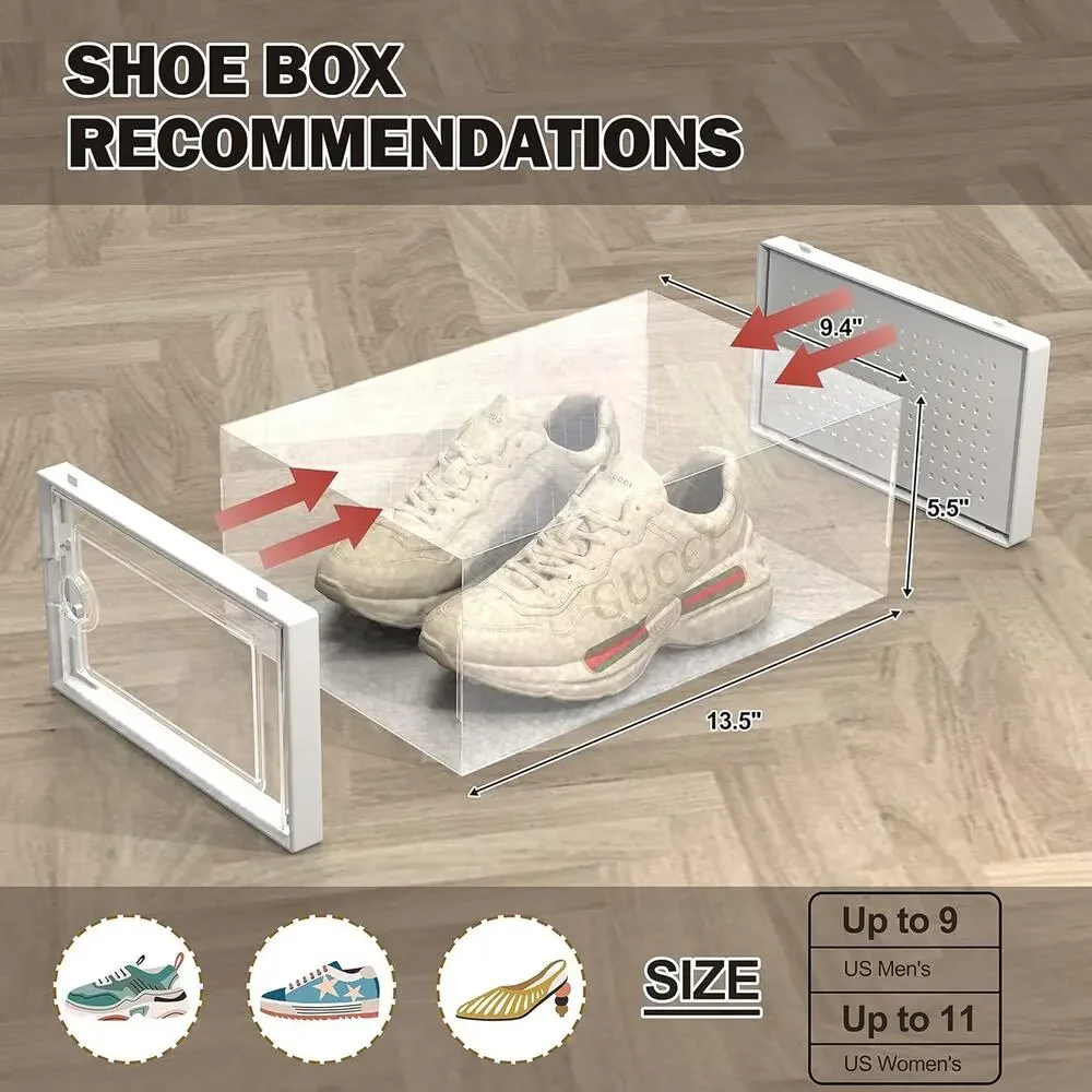 Stackable Clear Shoe Storage Boxes - 15 Pack Foldable Organizers for Closet